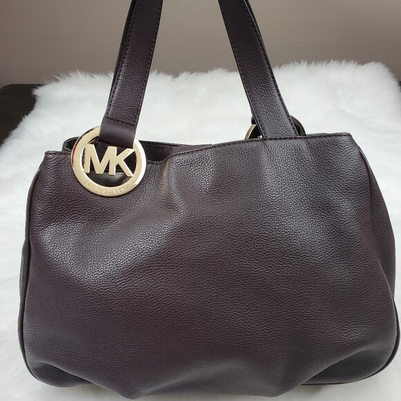 Michael Kors Fulton East West Chocolate Brown Pebbled Leather Tote - Picture 1 of 16